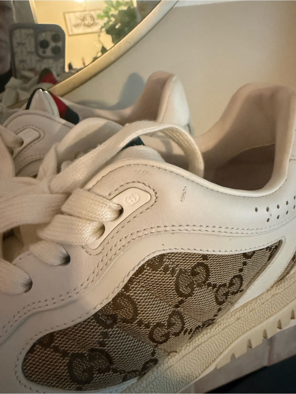 Gucci Beige Brown Re-Web Low-Top Sneaker - Picture 6 of 8